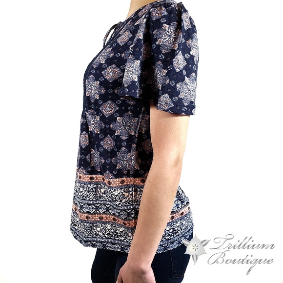 LUCKY BRAND Women's Printed Tie Front Blouse NWT - Picture 6 of 7